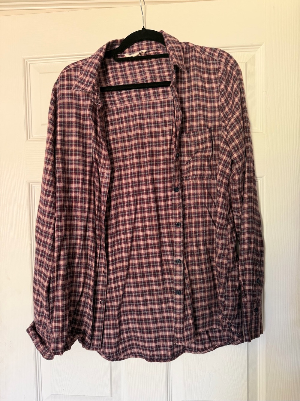 beachlunchlounge Men's Plaid Shirt Jacket in Burgundy and Navy